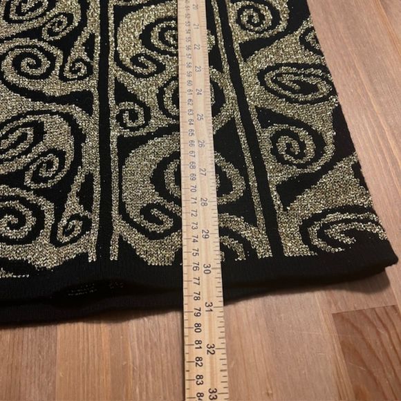 VTG Adrienne Vittadini Gold Black Glitters Wool Blend Tunic Sweater Size LG/XL - Picture 10 of 10